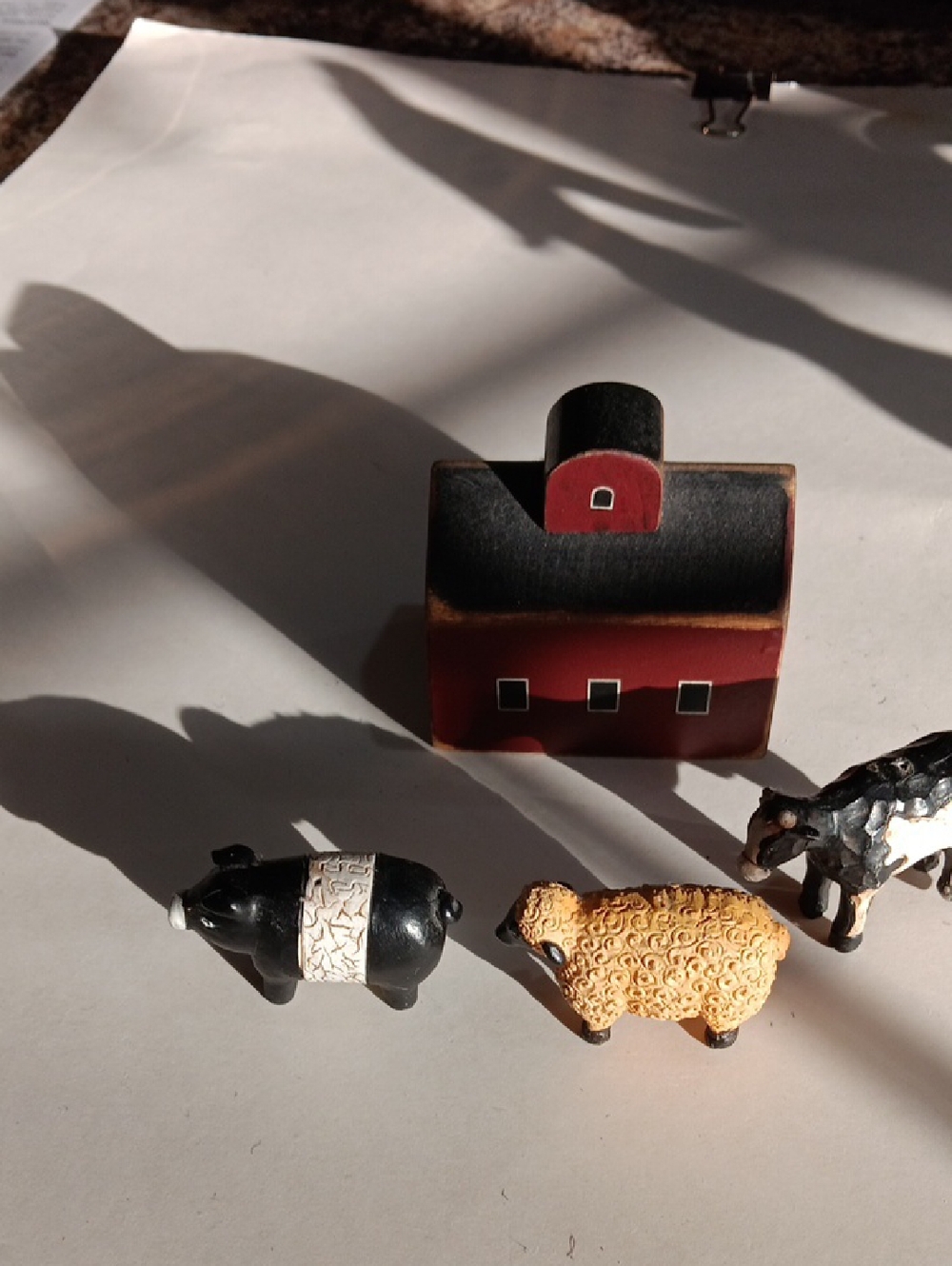 Wooden Red & Black Barn with Mini Farm Animal Figurines